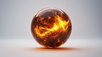 A vibrant glowing sphere representing energy and power in a minimalist design.