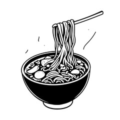Delicious Noodle Soup in a Black Bowl Ready to Eat