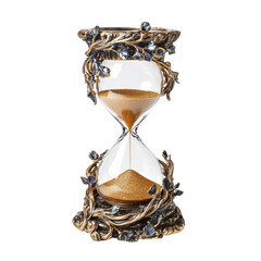 Ornate Hourglass with Golden Sand and Intricate Leaf Design