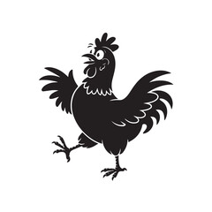  Set of Cartoon Chicken Character Silhouettes in Funny Poses – Collection of Comedic Bird Expressions and Movements for Humor and Animation Projects