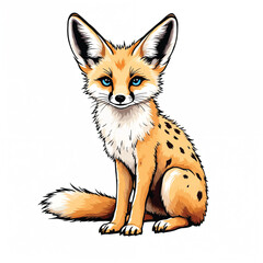 Obraz premium Adorable Cartoon Fennec Fox Vector Illustration