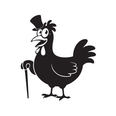  Set of Cartoon Chicken Character Silhouettes in Funny Poses – Collection of Comedic Bird Expressions and Movements for Humor and Animation Projects
