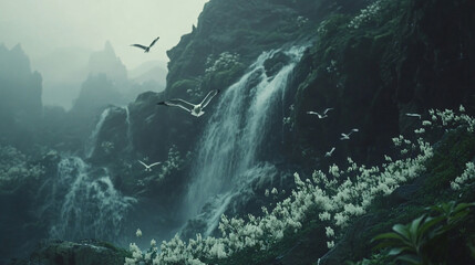 Discover the Pristine Waterfall: A Tranquil Tropical Oasis Amidst Lush Greenery and Vibrant Wildlife