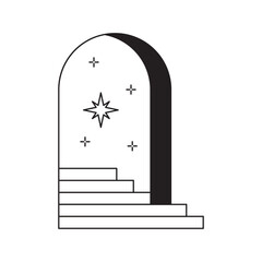 Obraz premium Minimal surreal doors. Abstract geometric frames with stairs and steps, modern boho esoteric elements, door portal infinity universe concept. Vector illustration