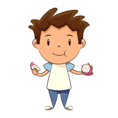 Child eating dragon fruit