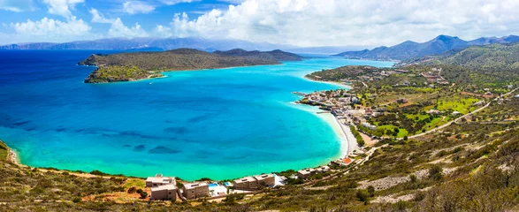 Gordijnen Greece. perfect summer destinations. Crete. View of Spinalonga island from Plaka beach.  Scenic nature and beautiful beach scenery © Freesurf