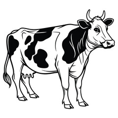 Black Cow silhouette vector icon set isolated on white background.