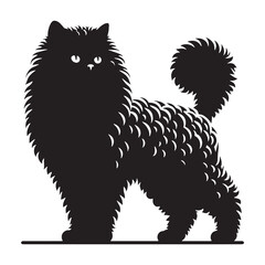 Distinct Selkirk Rex silhouette, emphasizing its plush and wavy fur – Selkirk Rex illustration – Selkirk Rex vector – cat silhouette

