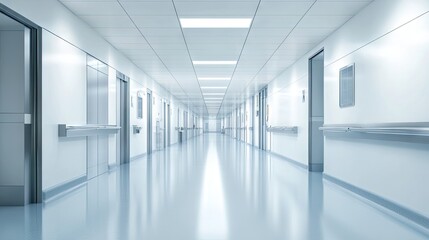 Empty sterile hospital corridor