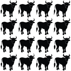 Black Cow silhouette vector icon set isolated on white background.