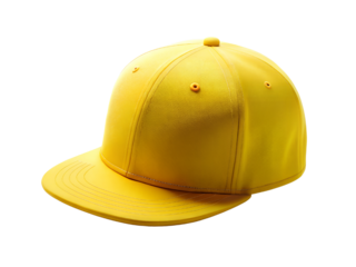 Yellow Baseball Cap with Flat Brim, Snapback Cap Mockup, Snapback Cap isolated, Snapback Cap transparent background, Snapback Cap Png