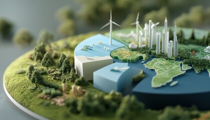 3d chart visualization of renewable energy distribution across the globe nature infographic aerial view sustainability concept