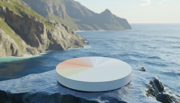 3d pie chart visualizing travel preferences coastal location graphic design scenic viewpoint modern concept