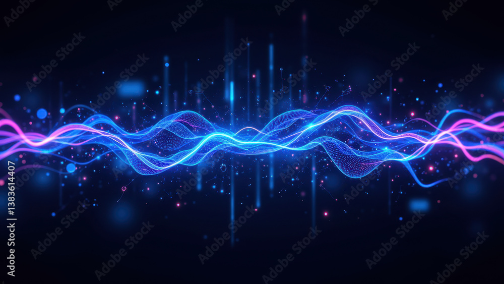 Aufkleber cybersecurity digital abstract background with waves of light.