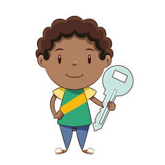 Black child holding big key