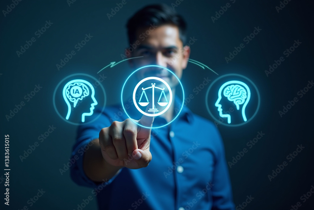 Poster ai ethics or ai law concept. developing ai codes of ethics. compliance, regulation, standard, busine