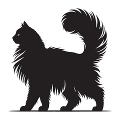 Wild-spirited Siberian silhouette, reflecting its untamed beauty and natural instincts – Siberian illustration – Siberian vector – cat silhouette

