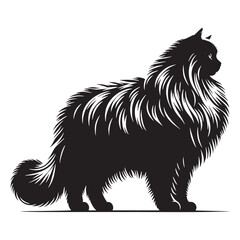 Bold Siberian silhouette, showcasing its confident and adventurous spirit – Siberian illustration – Siberian vector – cat silhouette

