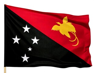 Papua New Guinea national flag Real isolated on white background