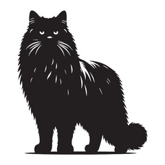 Lively Siberian silhouette, a dynamic portrayal of its playful and active nature – Siberian illustration – Siberian vector – cat silhouette

