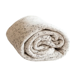 Obraz premium Cozy rolled knitted blanket in neutral colors for home decor