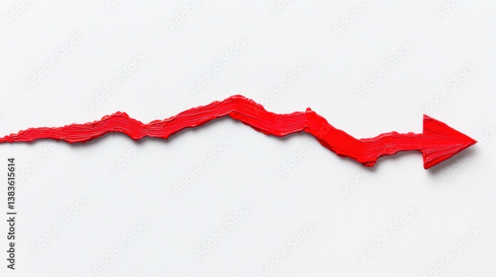 Poster dynamic red arrow illustrating upward trend on textured background