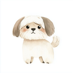 Obraz premium pekingese dog cartoon watercolor