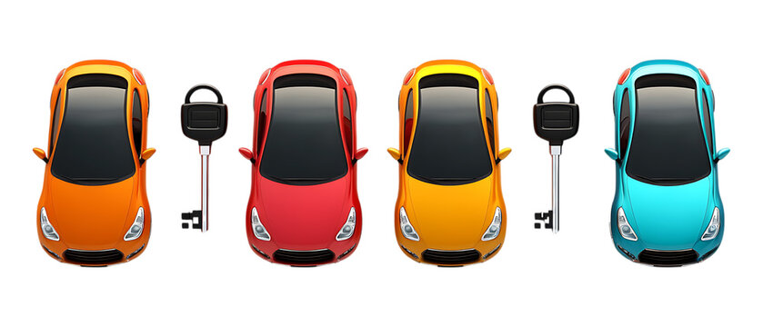 Pack of Car Wave Key set Against Transparent Background for Auto Security, Smart Device Branding, or Car Accessory Projects