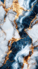 Fototapeta premium stunning abstract design featuring highly detailed, hyperrealistic pattern of elegant blue and white marble with gold veins. luxurious texture creates sense of opulence and sophistication