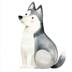 siberian husky cartoon watercolor