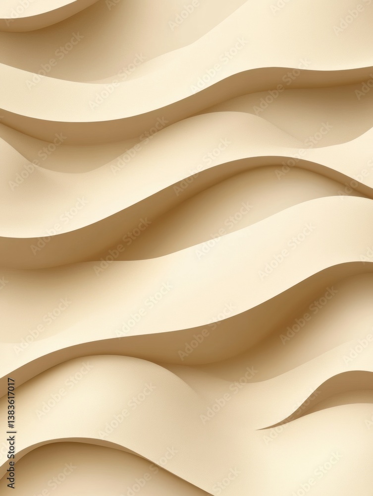 Poster minimalist desert landscape showcasing soft sand dunes with calming beige tones and gentle shadows i