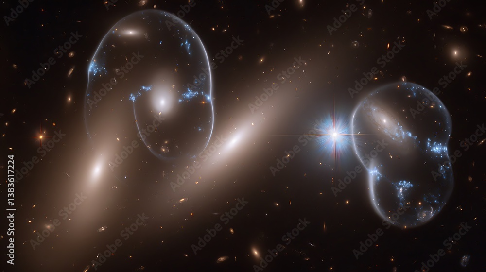 Poster spectacular celestial structures displayed against the immense dark outer space