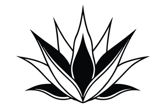 black and white agave plant design clip art preview