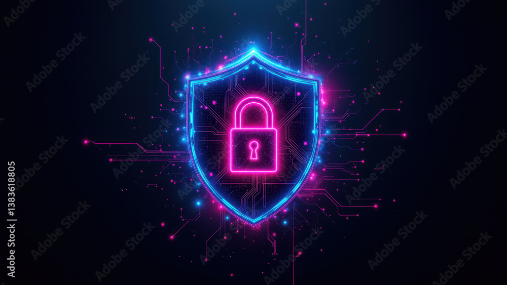 Poster the image depicts a stylized digital lock with a glowing effect, symbolizing cybersecurity and inter