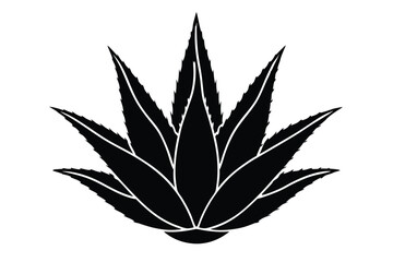 aloe vera icon, silhouette illustration vector.