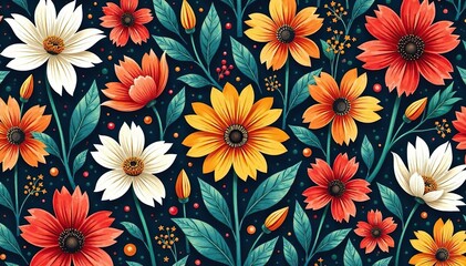 Intricate botanical print, repeating floral design, plant, background pattern