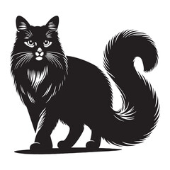 Bold Somali silhouette, showcasing its fearless and playful personality – Somali illustration – Somali vector – cat silhouette

