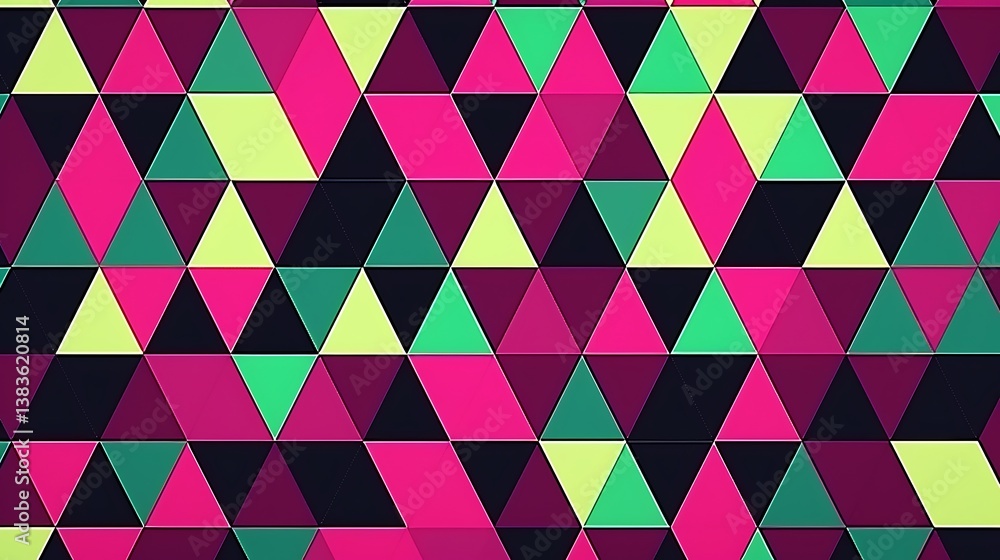 Poster colorful triangular geometric shapes form a unique abstract patterned background