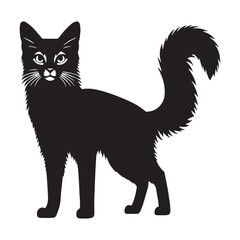 Powerful Somali silhouette, embodying its muscular frame and confident posture – Somali illustration – Somali vector – cat silhouette

