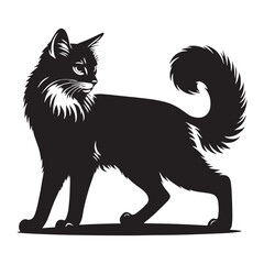 Dynamic Somali silhouette, showcasing its energy and graceful stance – Somali illustration – Somali vector – cat silhouette

