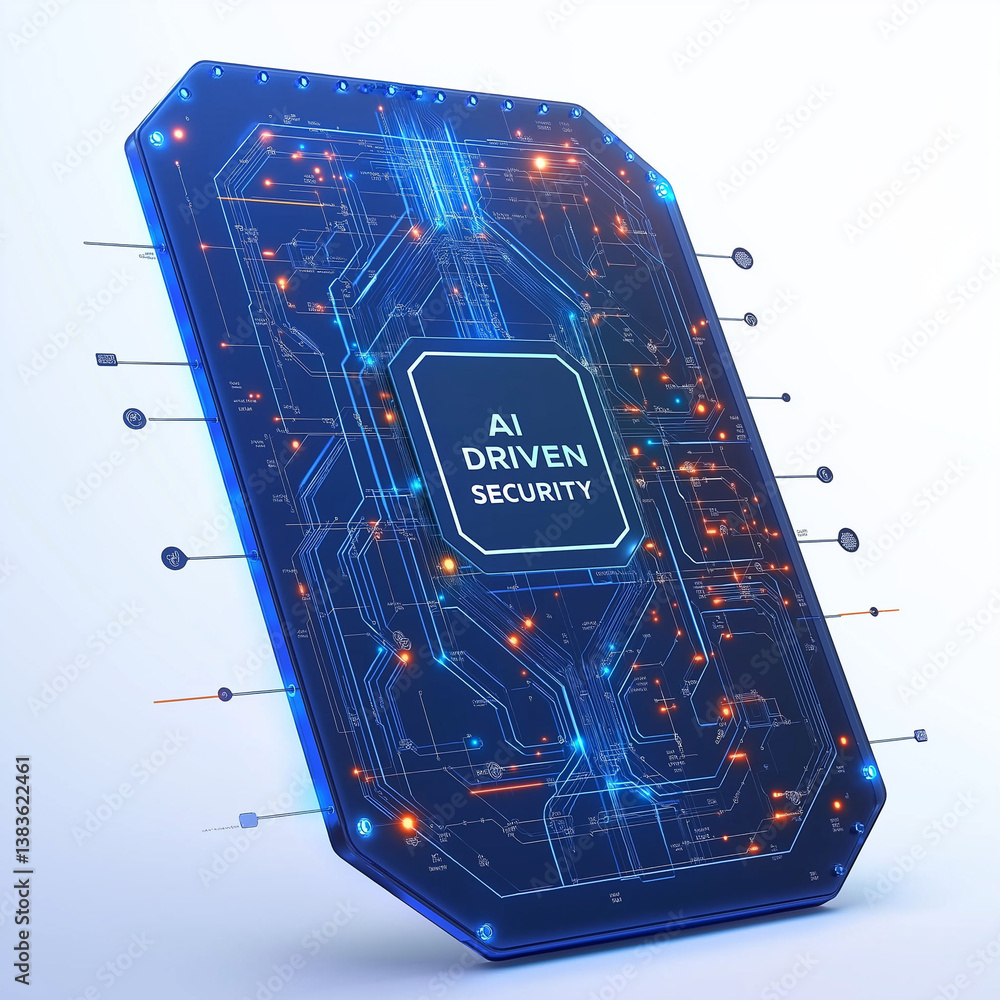 Aufkleber ai driven security surveillance detection. cyber protection innovation. threat data. ai-driven secur