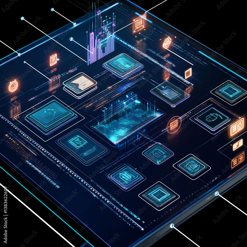 Aufkleber ai driven security surveillance detection. cyber protection innovation. threat data. ai security int