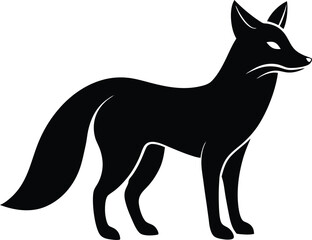 black silhouette of a fox