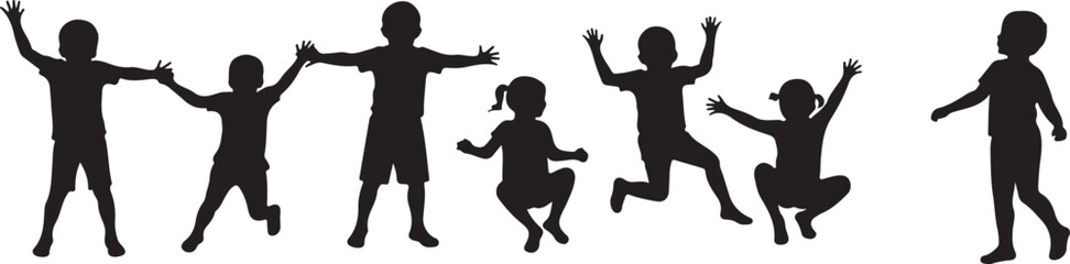 Kids Playing Silhouette Bundle | Outdoor Activity Clipart