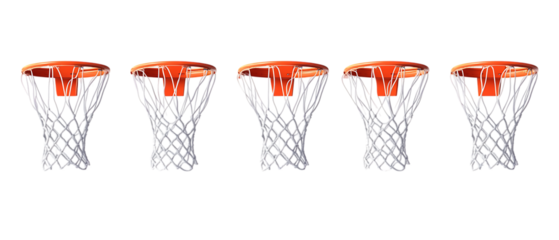 Pack of Basketball Hoops on Transparent Background for Sports Graphics, Athletic Branding, or Game Promotions