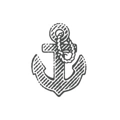Anchor. Hand drawn engraving style vector illustration.	