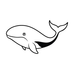 blue whale vector whrite background,