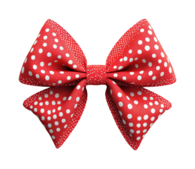 Colorful red bow decoration bright festive isolated on transparent background, png
