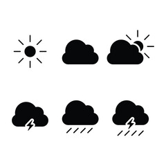 weather clouds, sun, rain icon vector