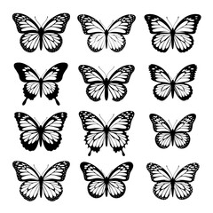 Butterfly Silhouette Vector Bundle | Black and White Butterfly Clipart | EPS Illustration Set